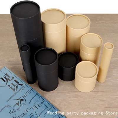 20pcs Black Kraft Paper Cardboard Canister Cylinder Round Jar Bottle Packaging Gift Box Paperboard Tube