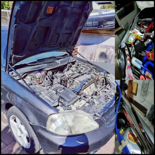 Imagen 2 del producto Puntales de Gas para capó delantero de coche, soporte de elevación, amortiguador de resorte de fibra de carbono, para Honda Civic EJ/EK/EM 1996-2000