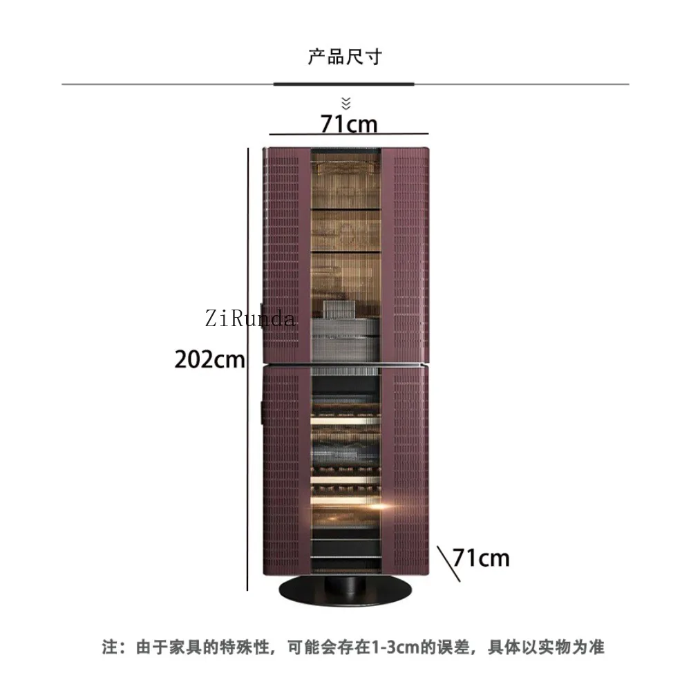 خزانة النبيذ العمودية لغرفة المعيشة وغرفة الطعام، خزانة عرض للتخزين، خزانة تخزين بباب زجاجي دوار من الأرض إلى السقف #6