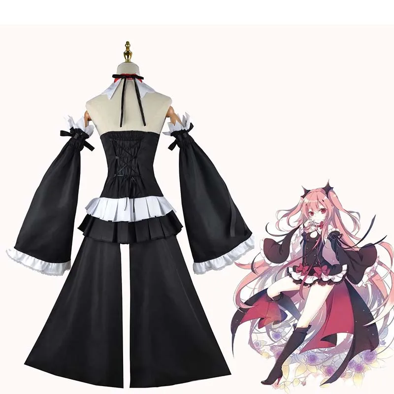 Krul Tepes przebranie na karnawał peruka Anime Seraph of The End Cosplay mundur czarownica wampir sukienka kostium na Halloween dla kobiet