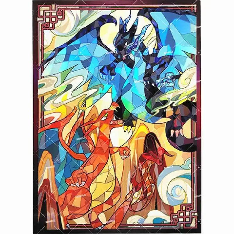 Anime Game PTCG Card Sleeve Church Stained Glass Style Legendary Pokemon Charizard Arceus Gardevoir Gift Toys 60Pcs/Set 66*91MM