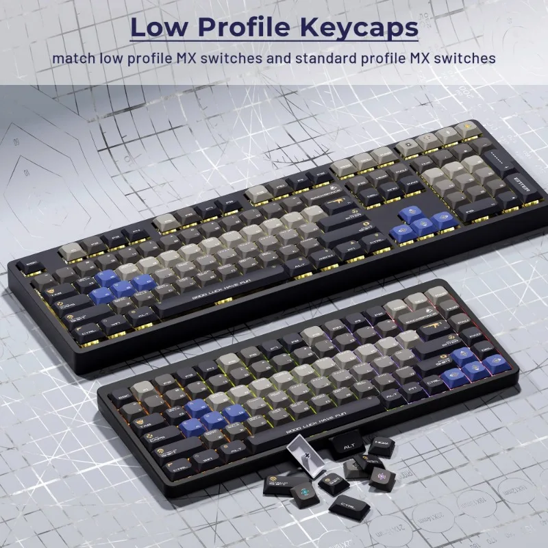 VALORANT Theme 128keys Keycap Set ‌floating Cloud Low Profile PBT Key Caps Mechanical Gaming Keyboard Accessory MX Switch Keycap