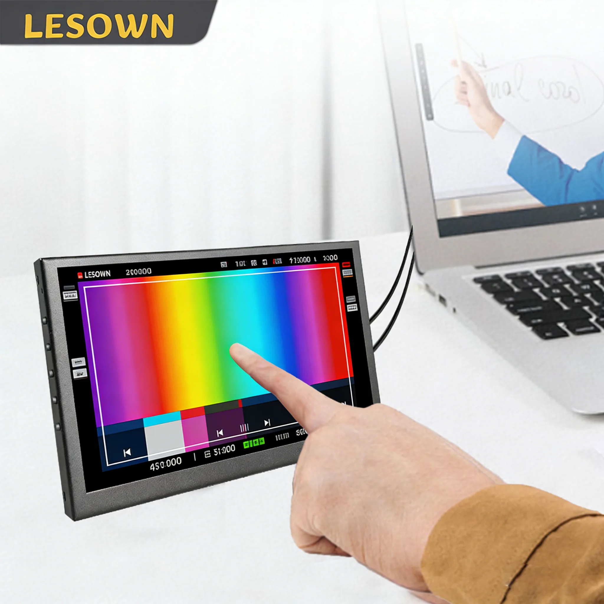 

Портативный дополнительный монитор LESOWN 7 дюймов, 1024x600 IPS, компактный дисплей, Plug & Play, дополнительный экран для воспроизведения видео