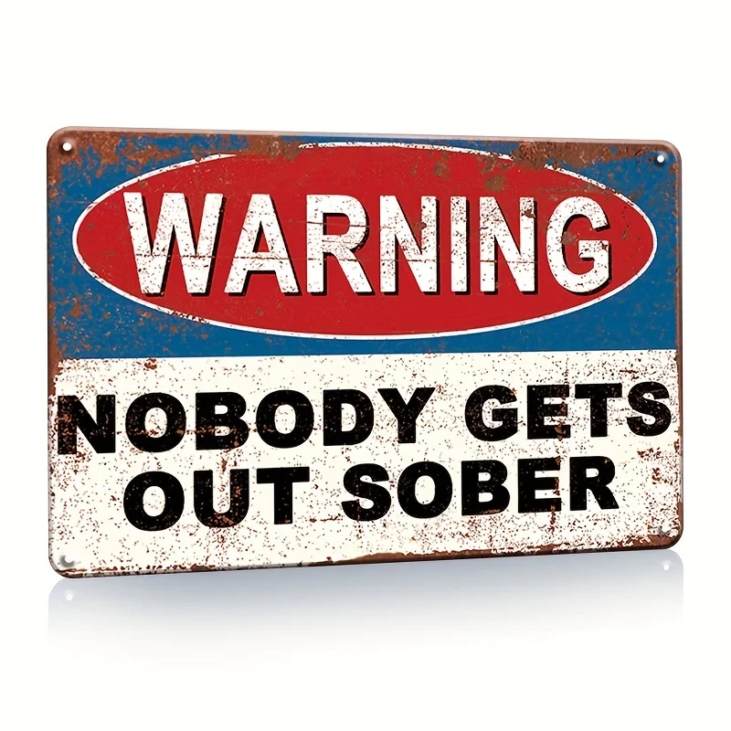 Retro Metal Warning Sign - 