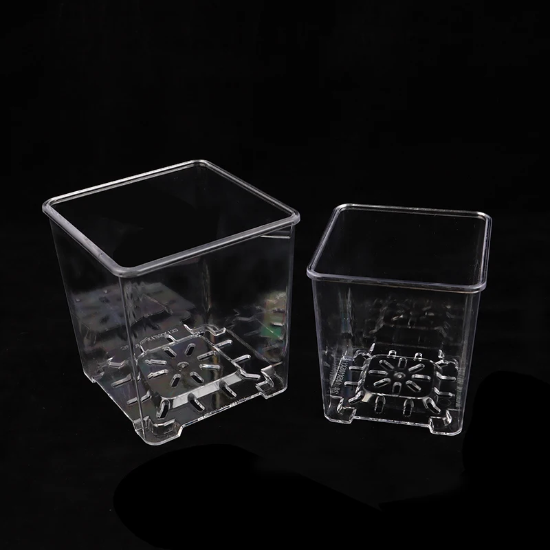 1PC Home Square Transparent Acrylic Flower Pots Breathable Bonsai Plant Pot Desktop Decor For Garden Yard Living Room Balcony