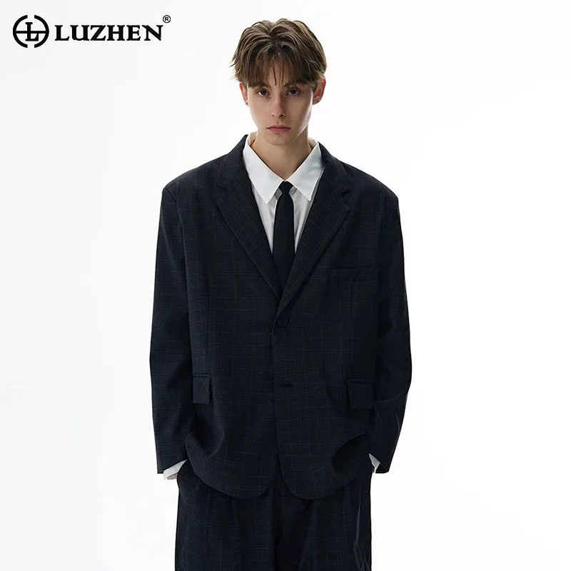 

LUZHEN Fashion Elegant Handsome Casual Social Blazer Jacket Men 2025 Autumn New High Quality Solid Color Casual Male Coat JY4096
