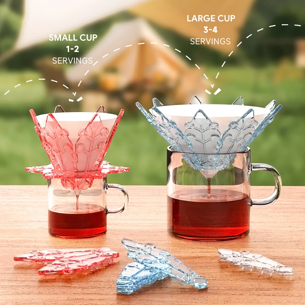 

1- 4 Cups Mini Hand Coffee Dripper with V- 60 Paper Filter Portable Foldable Coffee Brewer for Outdoor Camping Share Filter Drip