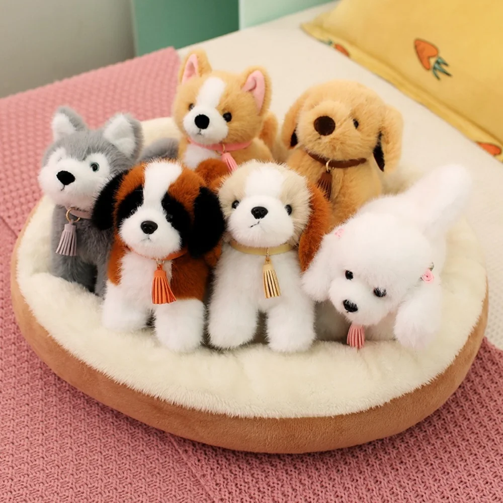 

Cuddly Puppy Plush Toy Soft Fluffy Standing Pose Lifelike Husky Corgi Golden Retriever Doll Pretty Birthday Gift