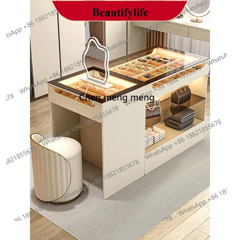 

Light luxury cloakroom Nakajima Taiwan bedroom jewelry cabinet integrated dresser solid wood display floor locker