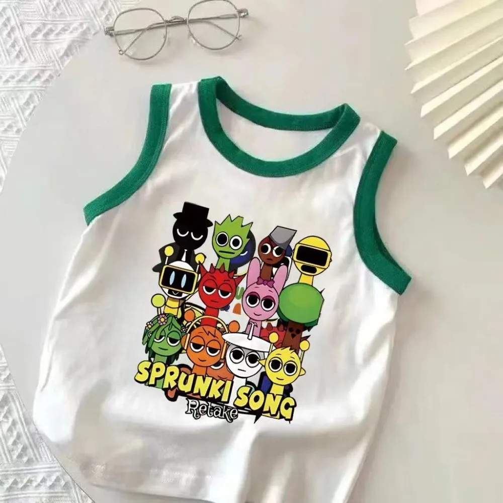 

Kawaii Sprunki, детские майки с героями мультфильмов, жилет без рукавов с принтом аниме, хлопковые футболки, детское нижнее белье без рукавов, подарки на день рождения