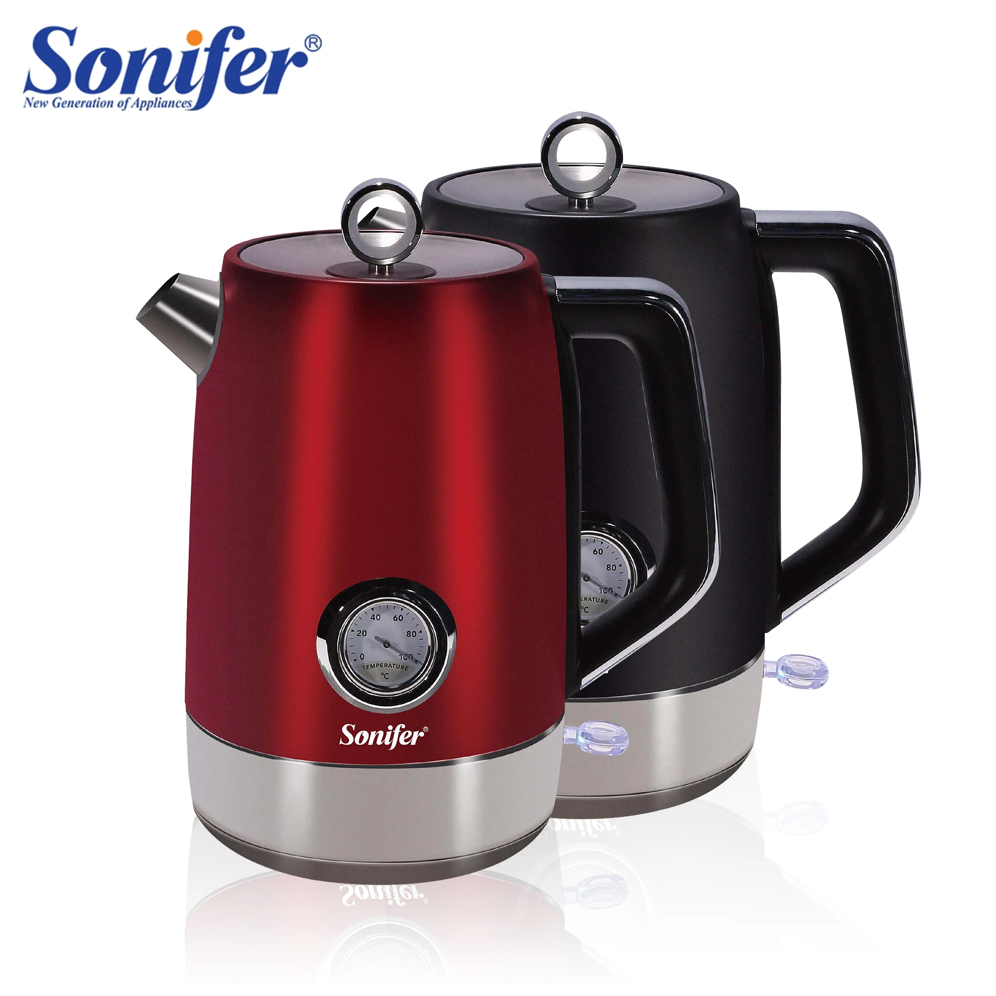 1.7L Electric Kettle Stainless Steel Tea Coffee Thermo Pot Kitchen Smart Whistle Kettle Samovar With Temperature Display Sonifer