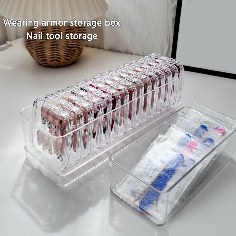 Nail Art Storage Box Transparent Wearing Armor Organizer Holder Empty Showing Box Dustproof Exquisite False Nails Display Case