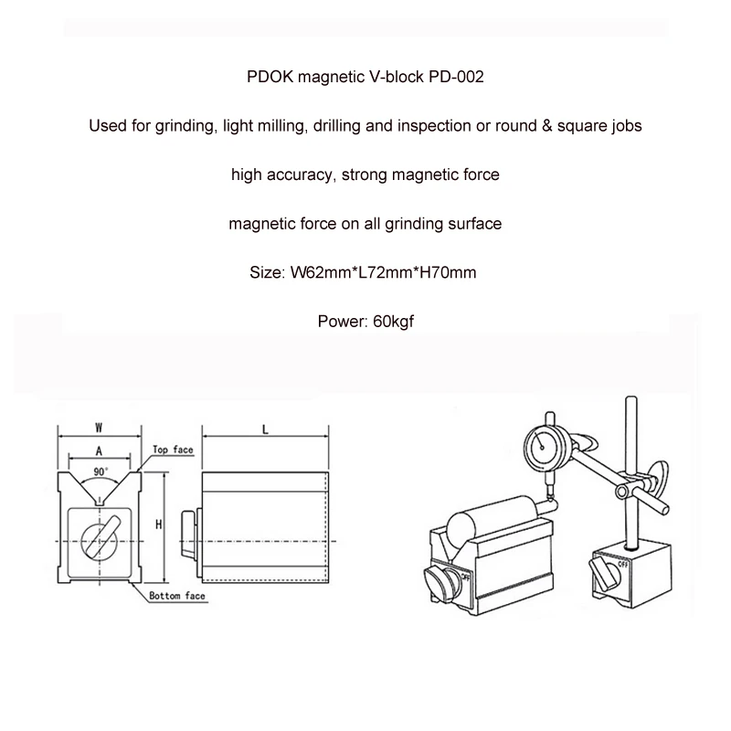 PDOK On/Off Magnetic Base Holder Switchable Neodymium Magnet Indicator Clamp 30kg/50kg/80kg/100kg