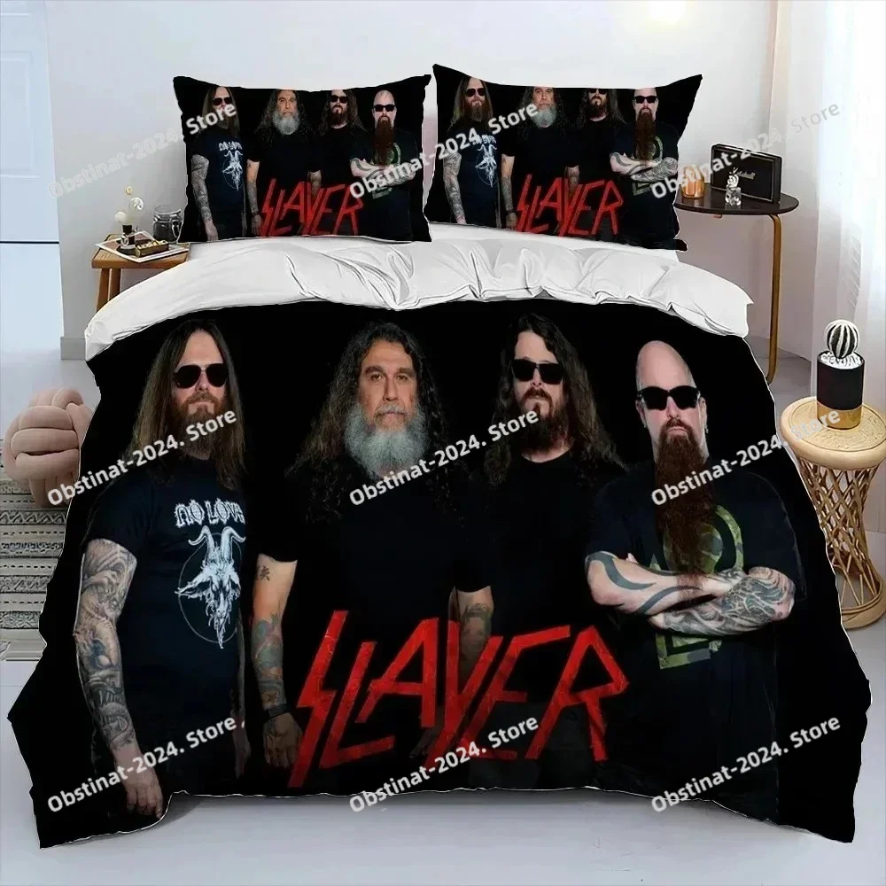 Slayer Heavy Metal Band Music Comforter Bedding Set,Duvet Cover Bed Set Quilt Cover Pillowcase,king Queen Size Bedding Set Kids