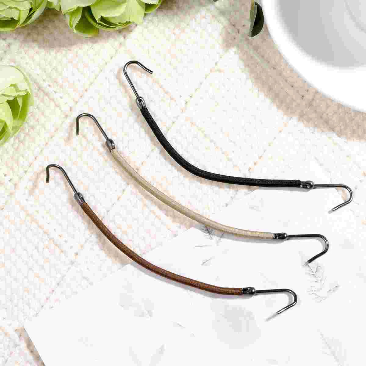 Frcolor 15PCS Elastic Bands Hair Styling Ponytail Hooks Women Hair Accessories Black Brown Beige Elastic Ponytail Hooks