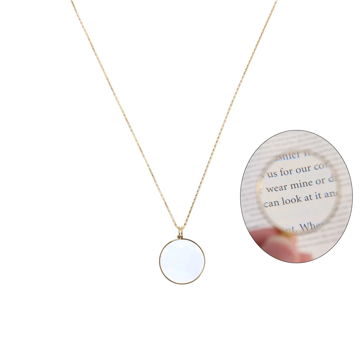 

Optical Magnifying Glass Necklace Gold Pendant 5x Lens Compact Visual Aid Reading Inspection Magnifier Pendant