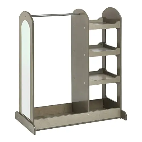 Dress-Up Center with Mirror, Costume Organizer, Montessori Furniture, Grey Wash