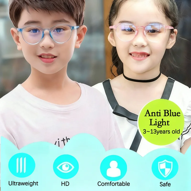 Klassische Kinder-Computerspielbrille, tragbar, ovaler Rahmen, Anti-Blau-Brille, HD, bequem, sicher, Strahlenschutzbrille