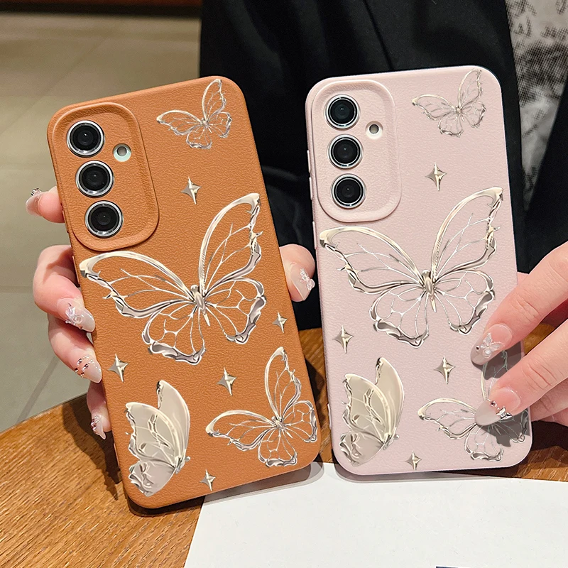 Golden Butterfly Case For Samsung Galaxy S24 S25 Ultra S23 S22 Plus S21 FE A14 A15 A16 A25 A26 A34 A35 A36 A54 A55 A56 5G Capa - náhled 5