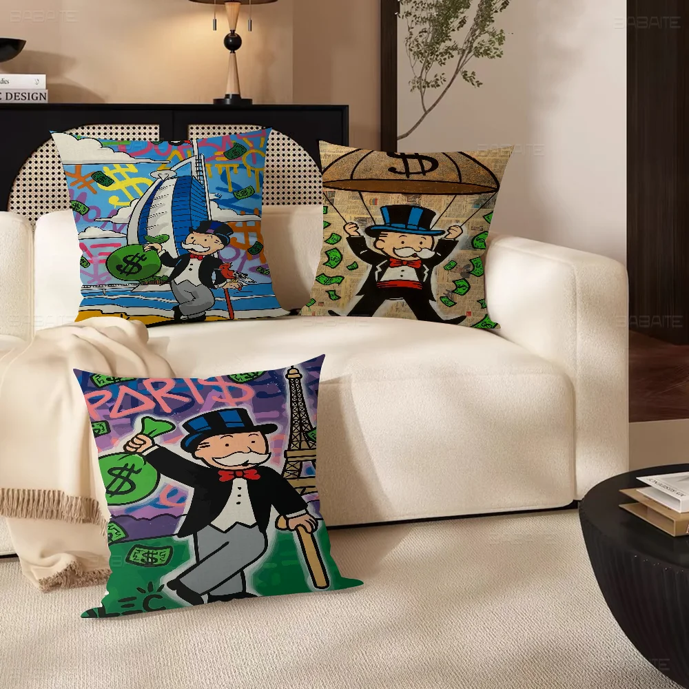 M-Monopoly M-Millionaire D-Dollar M-Money Office Cushion Pillowcase Car Cushion Cover45X45CM Lumbar Pillowcase Sofa Pillowcover