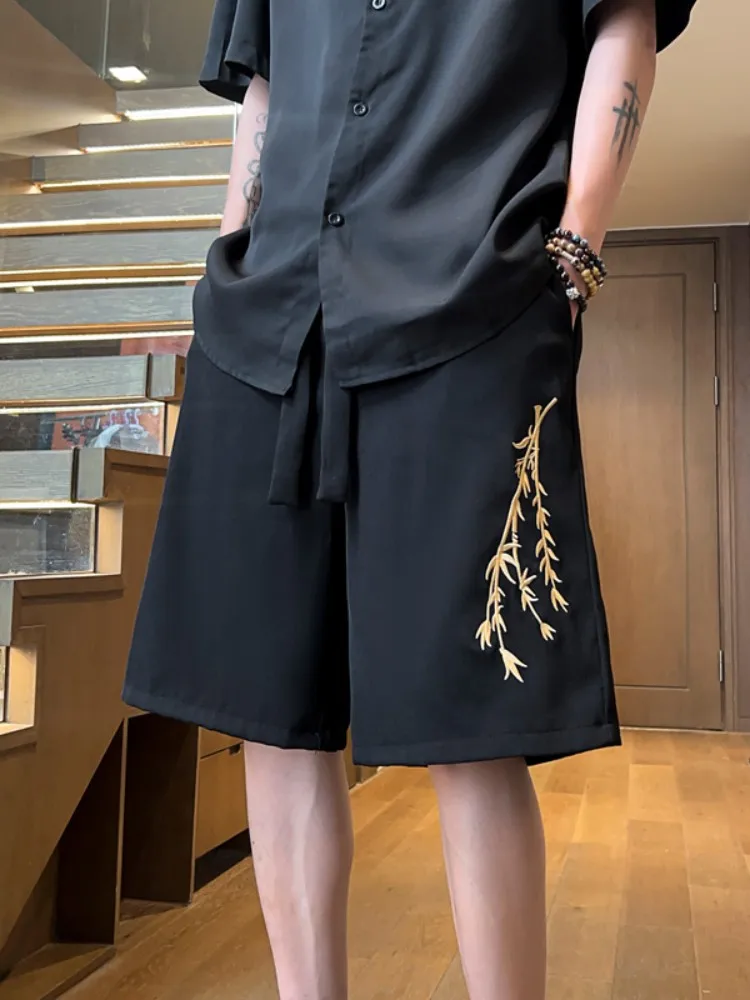 

Мужские летние тонкие быстросохнущие спортивные повседневные брюки из ледяного шелка, свободные, прямого кроя, длиной до колена, дышащие, комфортные шорты