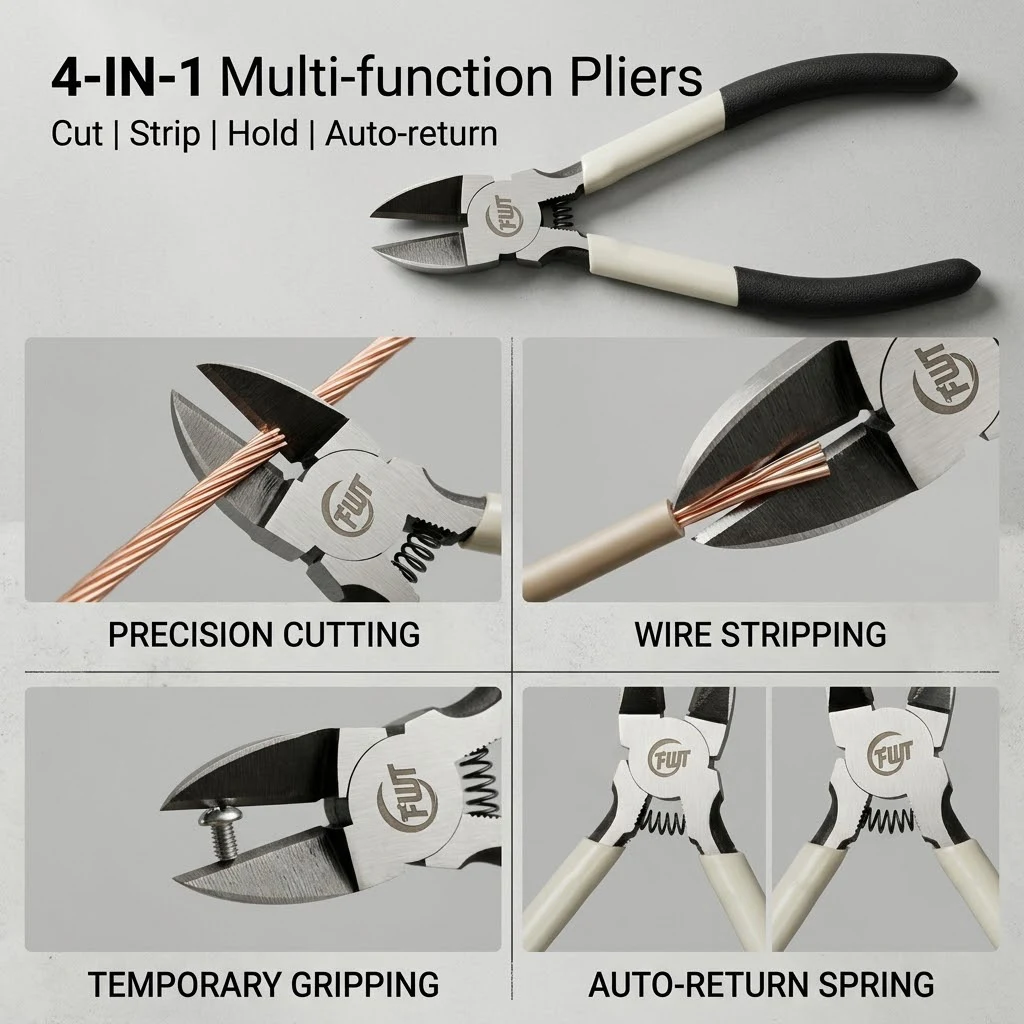 5/6/8 inch Precision Diagonal Pliers, CR-V Flush Cutter Wire Stripper, Sharp Cutting Pliers for Electronics Repair & DIY