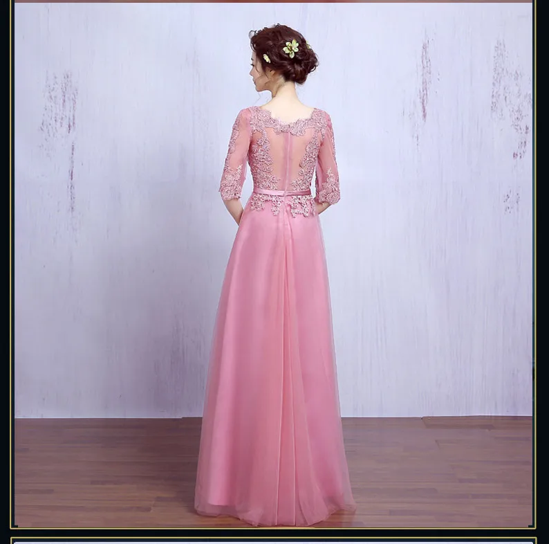 Elegant Pink Maxi Dress 2026 Long Sleeve Round Neck Formal Gown Chorus Host Annual Party Evening Dress Luxury Women Customized