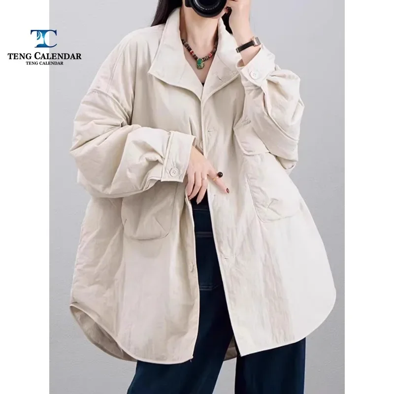 Fashionable Loose Large Pocket Cotton Jacket, 2024 Women\'s Autumn and Winter New Trendy Casual Versatile Cotton Jacket