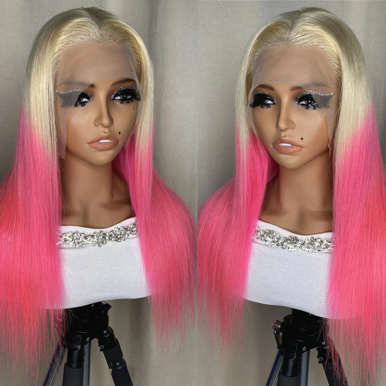 613 شقراء الوردي مستقيم 13x4 الدانتيل الباروكة الأمامية أومبير روزا الوردي خصلات الشعر المستعار الإنسان قبل قطعها 180 الكثافة شعر مستعار دانتيل شفاف