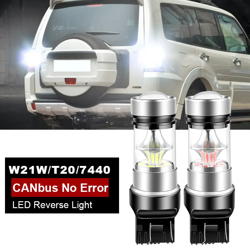 2x For Mitsubishi Galant Grandis Lancer Outlander 1 2 3 Pajero Shogun 4 LED Backup Light Blub Reverse Lamp W21W 7440 T20 Canbus