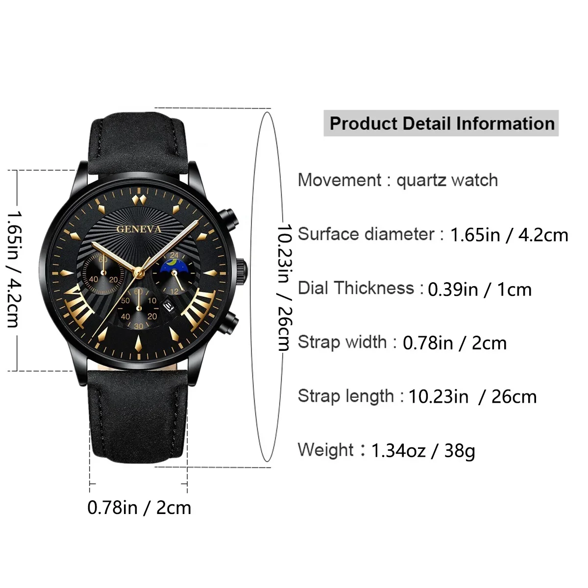 Montres de sport à quartz pour hommes, montre-bracelet d'affaires, bracelet en cuir noir, horloge décontractée, mode de luxe, 2024