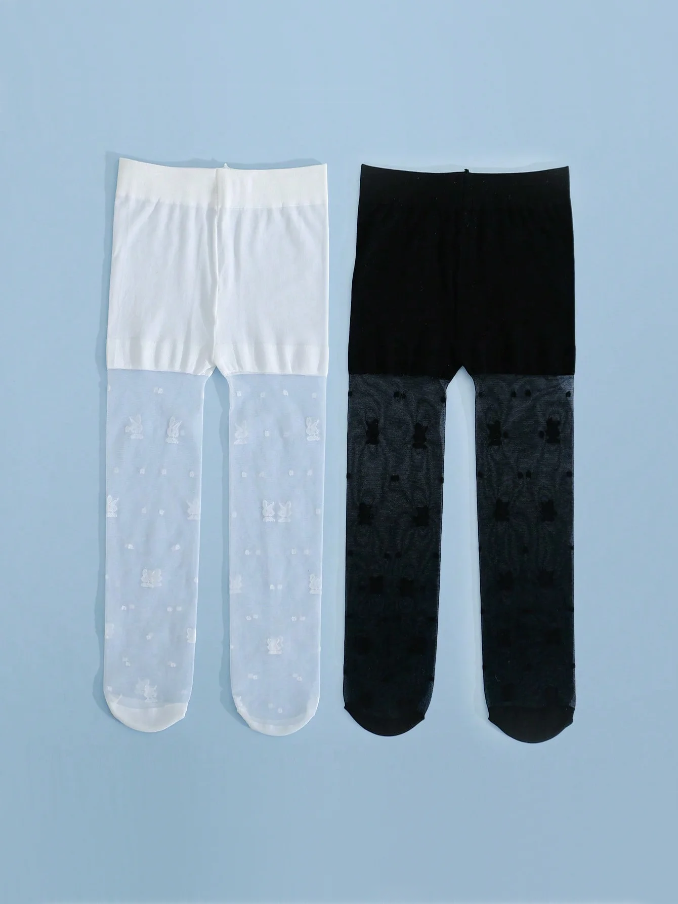 2 Pairs of Children Rabbit Summer Ultra-Thin Sheer Tight Pantyhoses,High-Density,High-Stretch Soft Leggings for Girls Aged 0-16Y