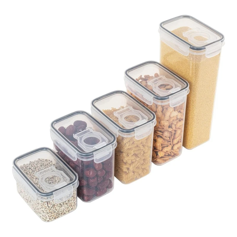 

Food Storage Containers, 5 Size Single Airtight Clear Storage Containers, Vacuum Damp Proof Fresh-Keeping Storage Easy To Use