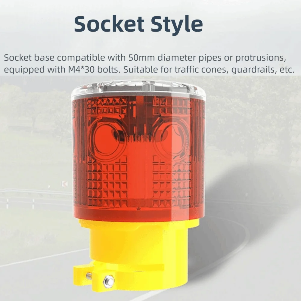 Solar Powered Solar Traffic Warning Light 3 LED 600mAh Safety Signal Light Auto Light Sensor Durable Warning Strobe Light