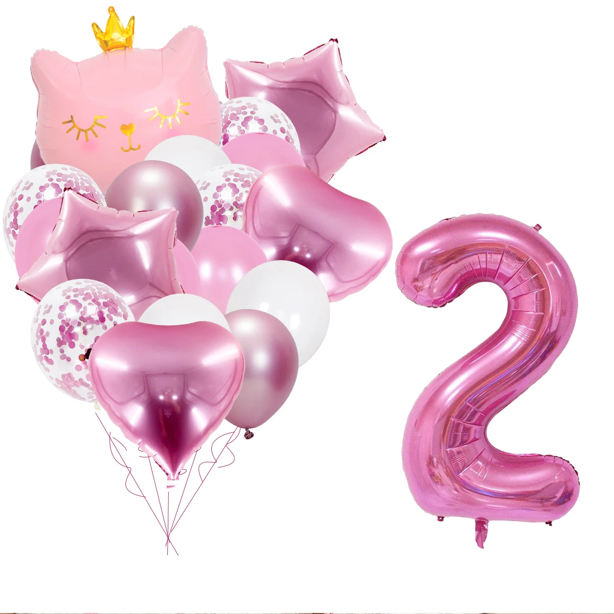 26Pcs 40inch Digital Number Cat Animal Foil Balloons Happy Birthday Decoration Party Kids Girl Boy Number Balloon Globos Supplie
