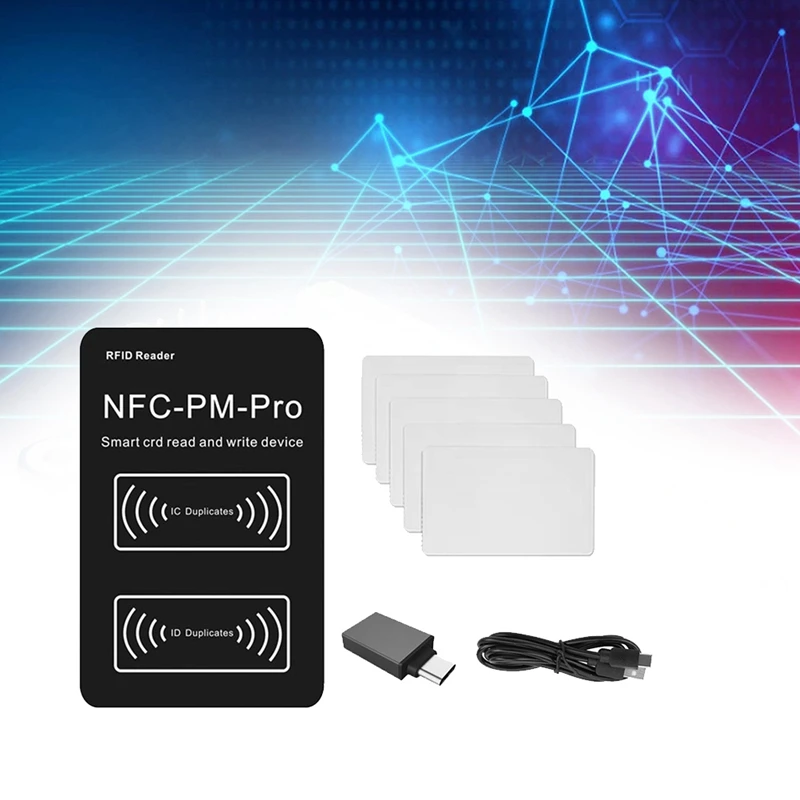 RFID Smart Chip Reader PM PRO Decoder+5XCUID Card NFC Key Copier 13.56Mhz 125Khz Badge Write Token ID IC Tag Clone