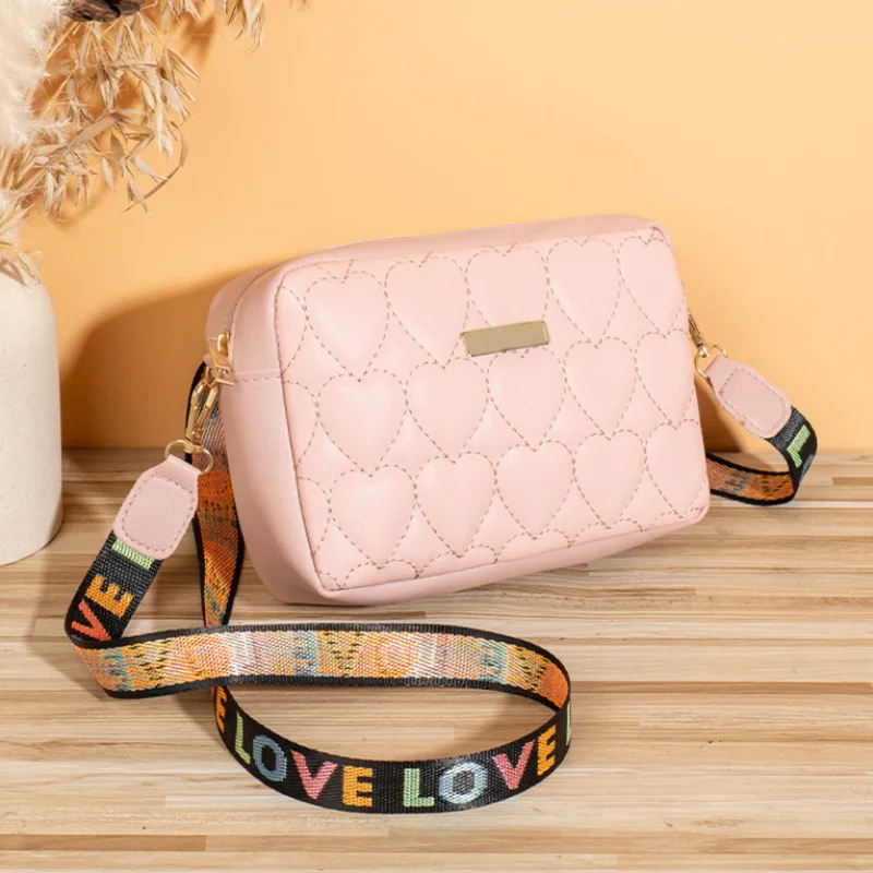 2023 Small Messenger Bag for Women Trend Heart Lingge Embroidery Camera Fashion Ladies Shoulder Crossbody Bags Mobile Phone Bag