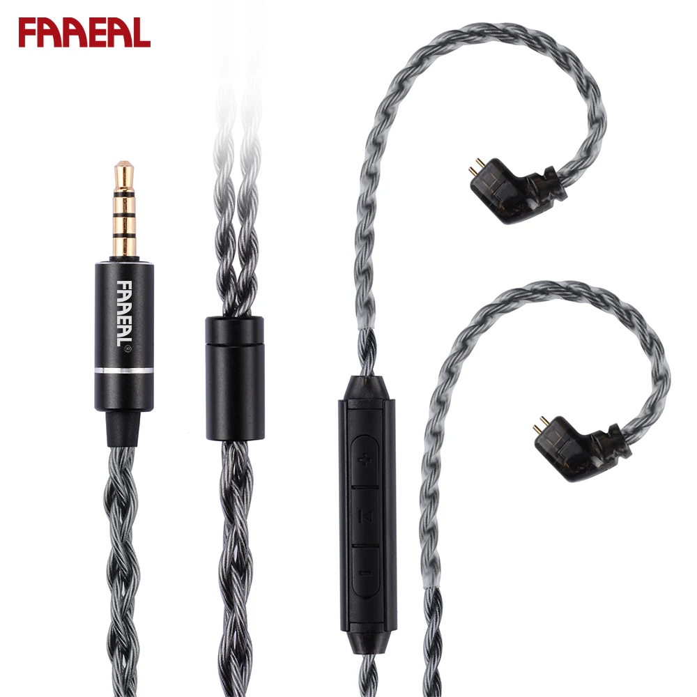 FAAEAL Upgrade Cable With Mic 3.5mm/Type-C Replacement Earphone Line With QDC/S/C Pin For TANGZU WANER SG KZ Castor TRN Medusa