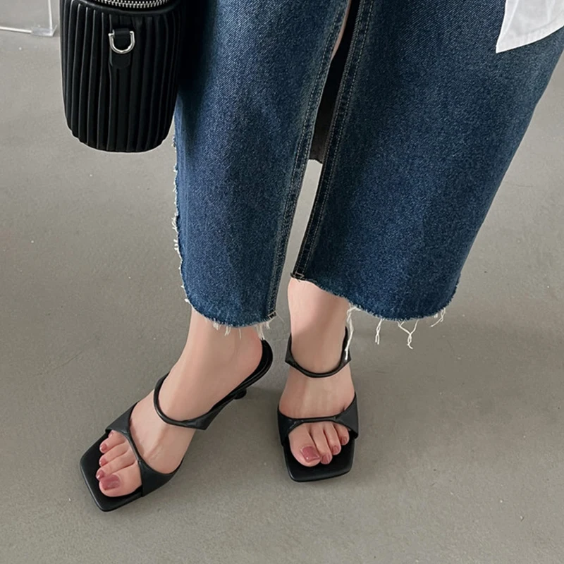 Women's Genuine Leather Thin Heel Sandals - Wedding Party