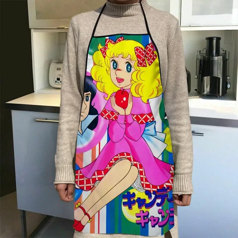 Candy Candy Cartoon Kitchen Apron Dinner Party Cooking Apron Adult Baking Accessories Waterproof Fabric Printed Cleaning Tools