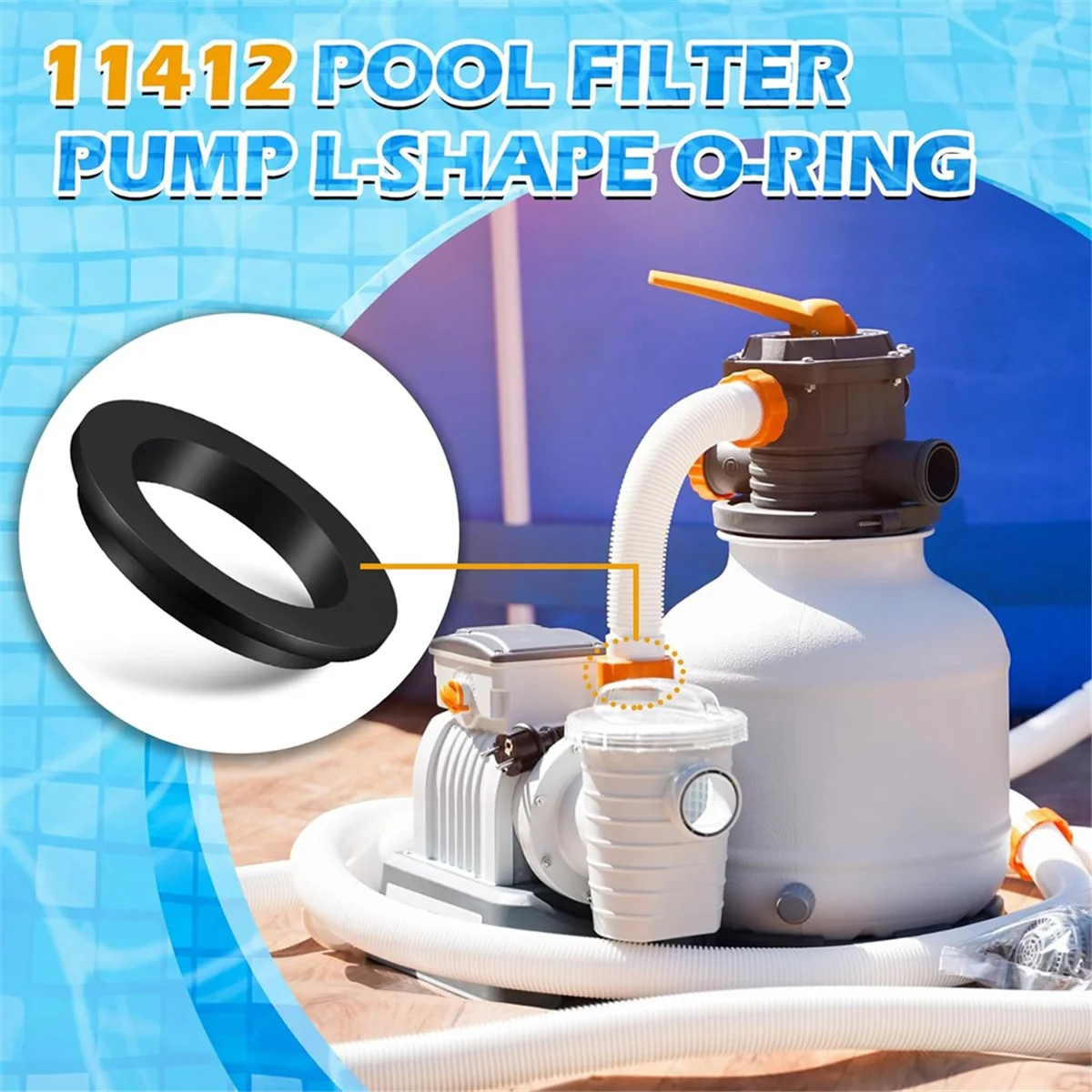 12 Pcs 11412 Pool L Shape O Ring Pool Filter Replacement Parts Pool Pump Gasket for Intex Sand Filter Pump Motor