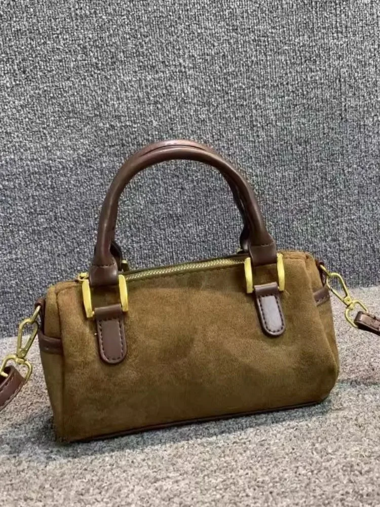 Borsa a mano da donna in pelle scamosciata Pu borsa a tracolla da donna in ecopelle con cerniera Design Vintage borse a tracolla da donna Casual a