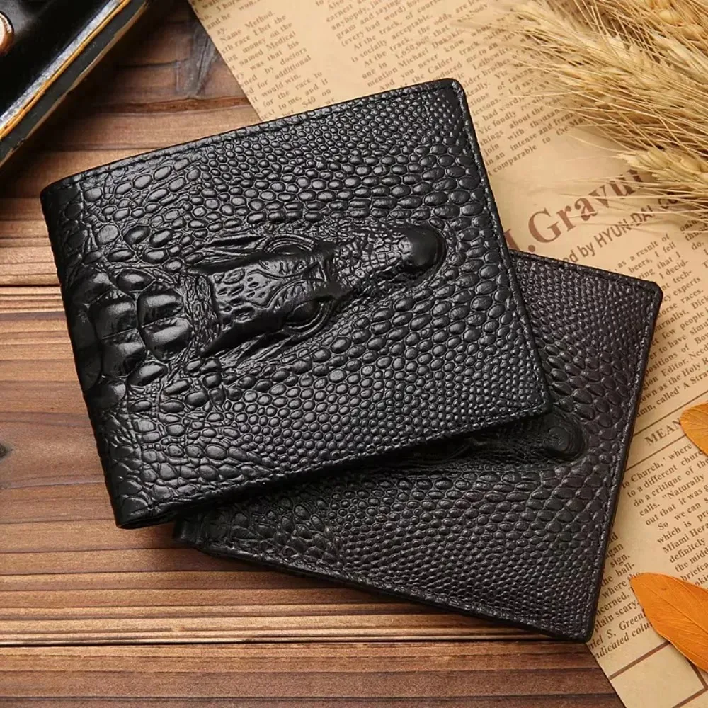 PU Leather Wallets Luxury Cattle Male Fashion Design Crocodile Emboss Simple Standard Brand Wallet Handy Purse Men - view 4