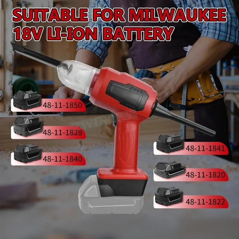Cordless Handheld Vacuum Cleaner for Milwaukee 18V Li-ion Battery  Electric Vacuum Cleaner for Home Car Cleaning Pet Hair Carpet