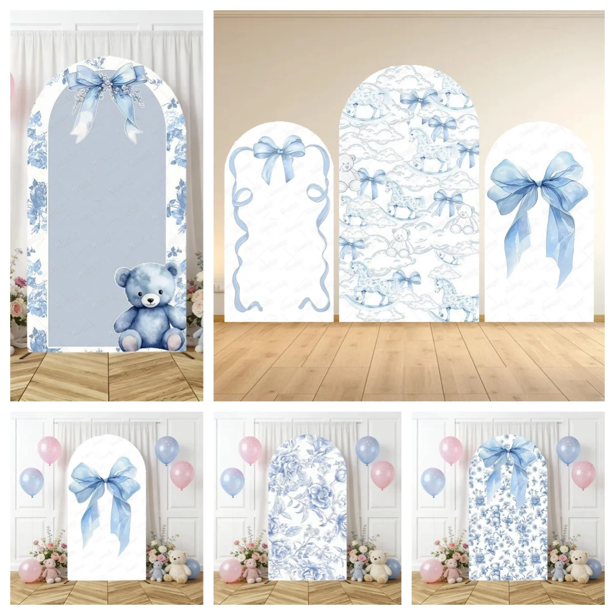ฉากหลังโค้งลายดอกไม้สีฟ้า ผ้าส - Photography Lighting Backdrop บทวิจารณ์และราคา