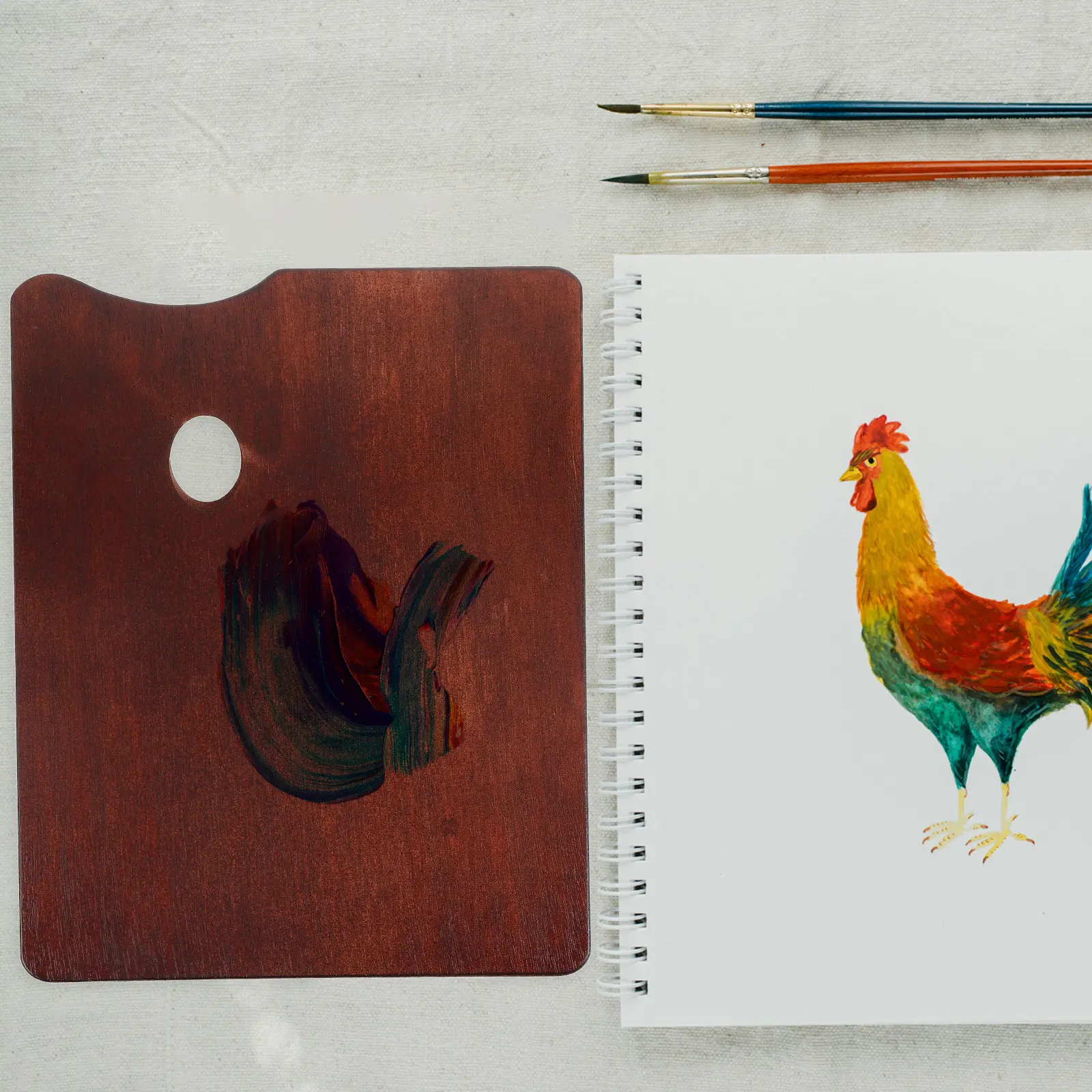 Wooden Paint Palette for Watercolor Gouache Acrylic Artists Beginners Exquisite Craftsmanship Efficient Easy to Use Fun Shaped
