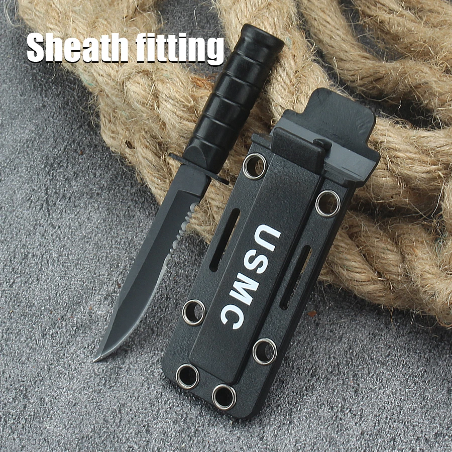 Edelstahl Mini Outdoor Messer Mini Camping kleines gerades Messer Überlebens kette Taschen messer Mehrzweck tragbares Messer