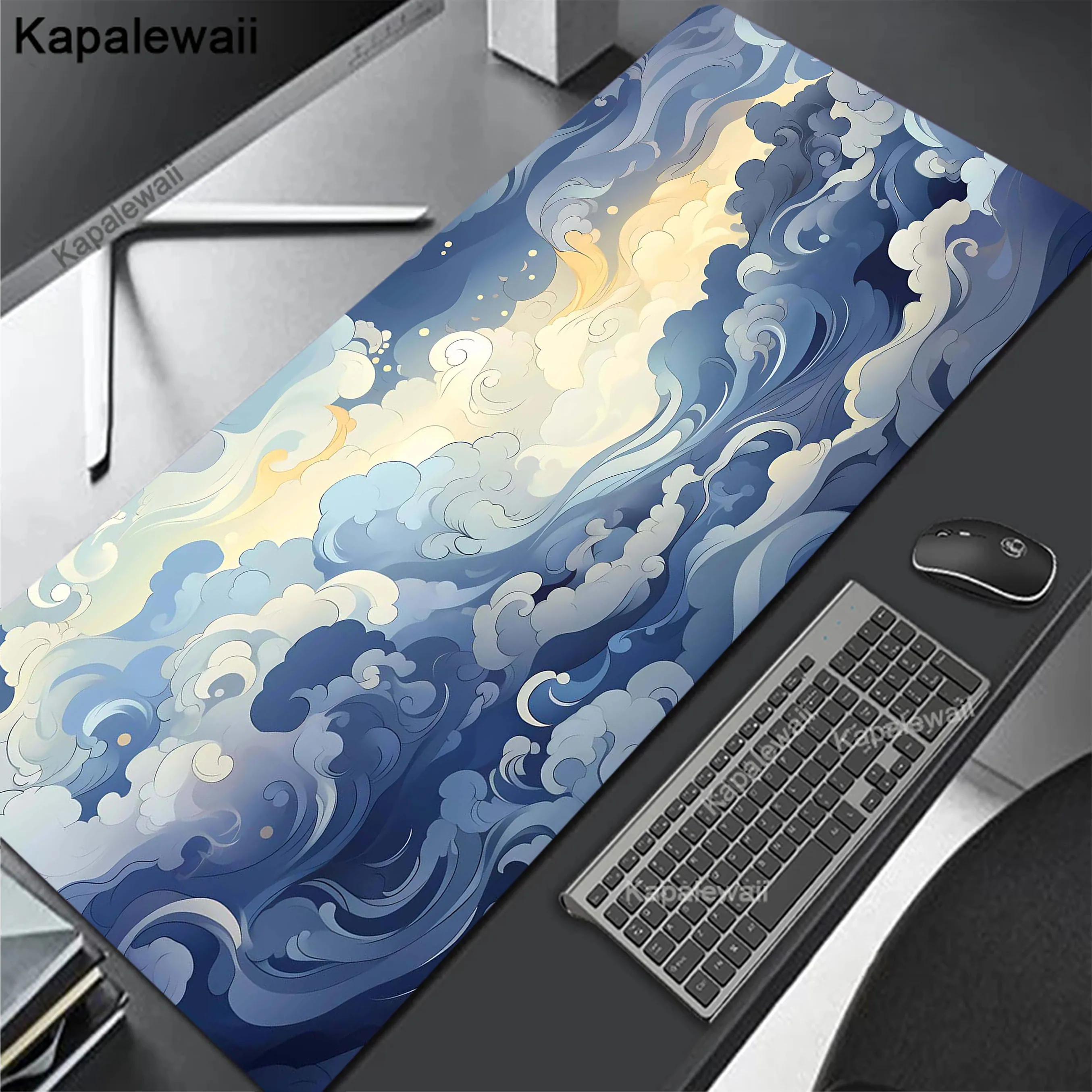 

Japanese Great Wave Art Mouse Pad Gaming Setup Accessories Mousepad XXL Desk Mat Locking Edge Mouse Pads Keyboard Mat 90x40cm