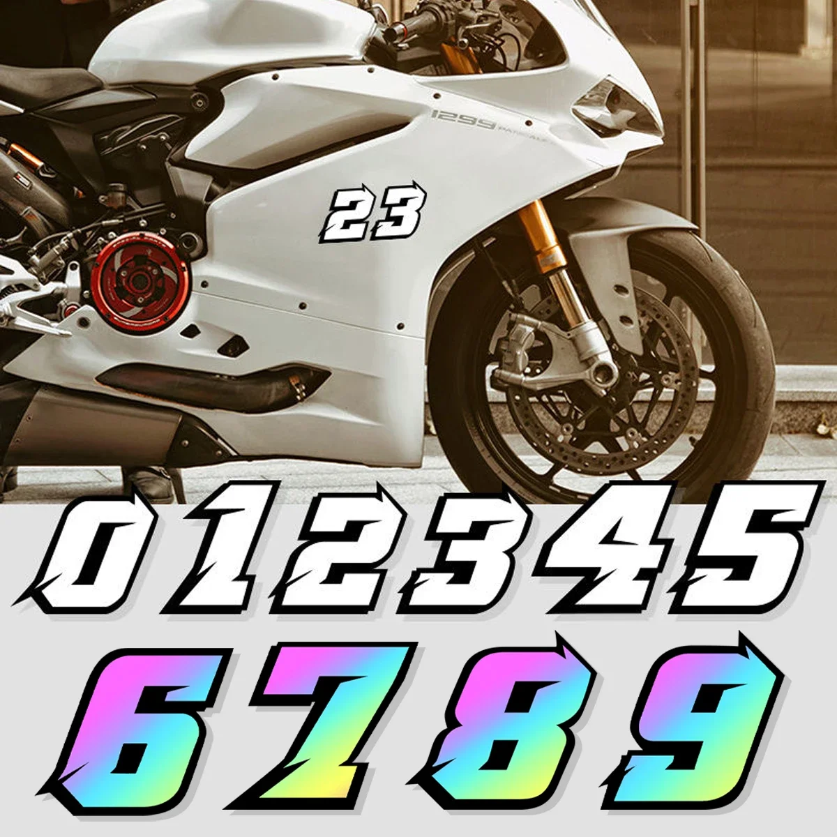 0123456789 Numbers DIY Racing Driver Number Motorcycle Stickers for Fuel Tank Body Helmet Windshield Fairing Accessories Decal