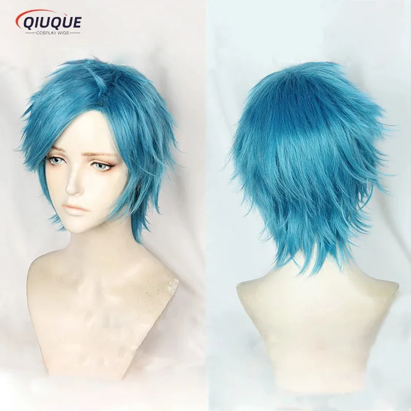 LQParrucca cosplay Yui Tamura di alta qualità Anime blu corto resistente al calore capelli sintetici parrucca cosplay festa di Halloween + cappuccio parrucca